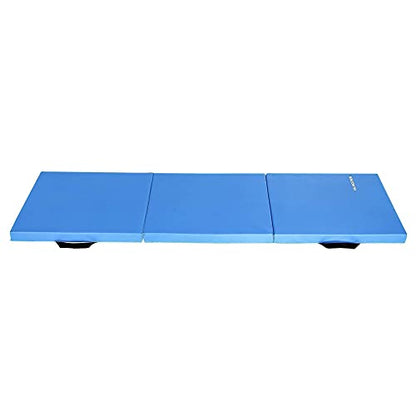 BalanceFrom 2-Pack 6x2 Feet 3-Panel Folding Gymnastics Mat, Blue – 2-Inch Thick Pad with Vinyl Surface and Carrying Handles for Tumbling, Yoga, Pilates, Home Workouts, and Martial Arts