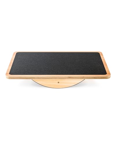StrongTek Wooden Balance Board with 2 Difficulty Options, Basic Rocker and Advanced 360° Wobble Board, Non-Slip Balance Trainer for Core Stability, Ankle Rehab, Physical Therapy and Fitness - color: Extra Large-Basic