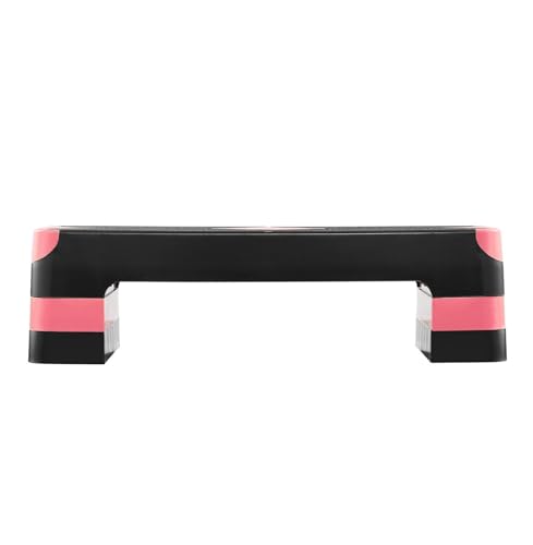 Aerobic Exercise Step Platform, 28-Inch Workout Aerobic Stepper, Height Adjustable Fitness Training Step Deck Trainer with 4 Risers, Non-Slip Surface Bench for Home Gym Cardio Strength, Red