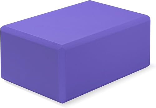 Large Foam Yoga Block 1 Pack, 9x6x4 Sturdy Pilates Block, Workout Block, Non Slip Surface Yoga Brick for Pilates Meditation, Stretching and Toning - color: Violet