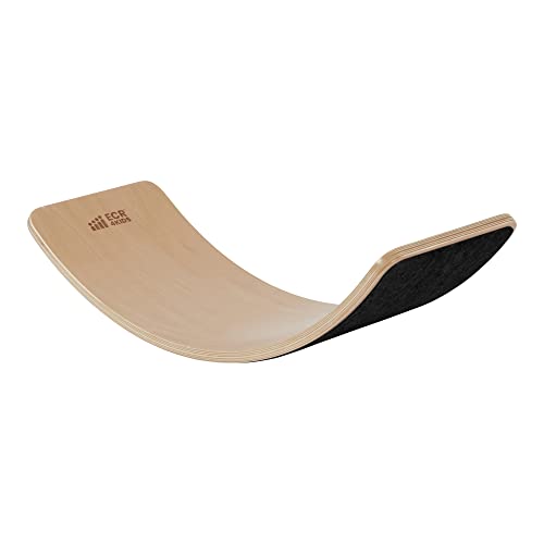 ECR4Kids Wooden Rocking Balance Board with Non-Slip Felt Base, Montessori Toy, Black - color: Black