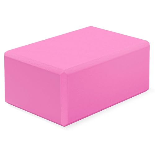 Large Foam Yoga Block 1 Pack, 9x6x4 Sturdy Pilates Block, Workout Block, Non Slip Surface Yoga Brick for Pilates Meditation, Stretching and Toning - color: PINK