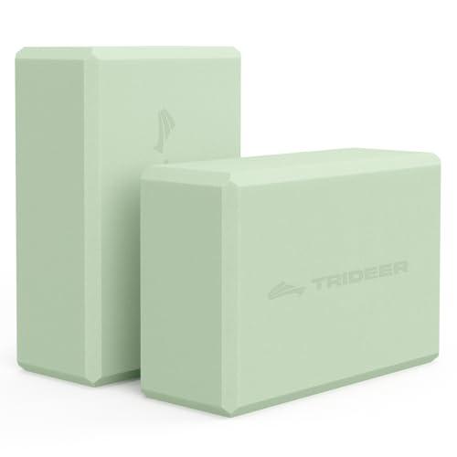 Trideer Yoga Blocks 2 Pack, Soft Non-Slip Foam Blocks with Beveled Edges for Alignment and Stretching in Yoga, Pilates, and Dance - Supportive, Lightweight, Odor Resistant, Latex-Free - color: Mint Green