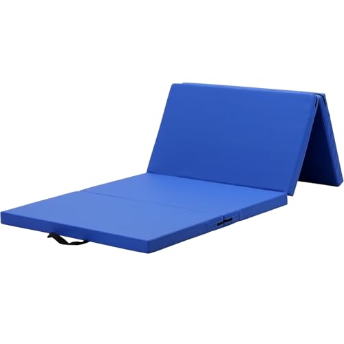 KaRaDaStyle Gymnastics Mat Folding Stretch Mats 71"x31"x2" Exercise Muscle Training Children Play Horizontal Bar Mat Yoga Sports Soundproof Home Use - color: Blue/4-fold