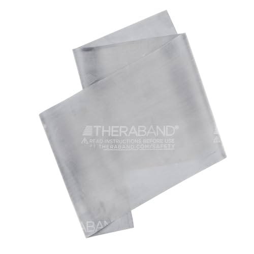 THERABAND Professional Latex Resistance Bands, Individual 6 Ft Elastic Band for Upper & Lower Body Exercise, Physical Therapy, Pilates, At-Home Workouts, 6 Foot, Silver, Super Heavy, Level 7 - color: Silver - Super Heavy, size: 1 Count