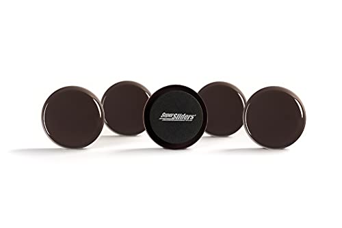 Super Sliders 2-1/2" Round Reusable Furniture Sliders for Carpet, Anti-Slip Protective Furniture Moving Pads for Beds, Sofas, Dressers, Set of 8, Brown