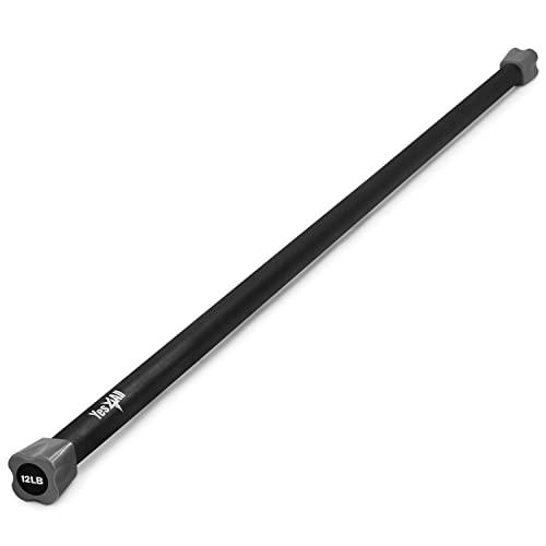 Yes4All Total Body Workout Weighted Bar, Resistance Band Bar, Racks for Strength Training, Exercise Bar for Yoga in Home and Gym - Single/Combo - color: Color-Coded, style: 12lbs Weighted Workout Bar