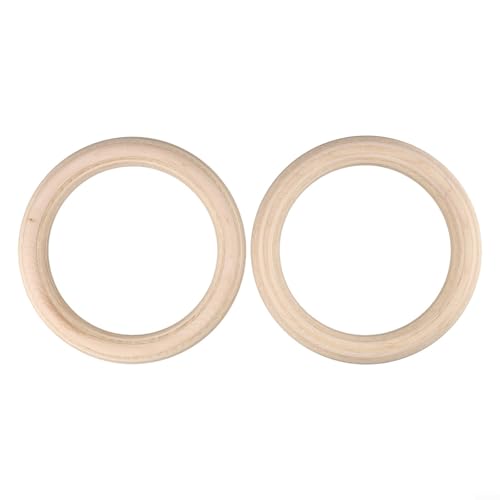 Wood Gymnastics Rings Set, Solid Birch Wooden Training Rings, With Load Bearing, Non-Slip Sweat-Absorbent Grip, For Home Fitness, Pull-Up, for cross Training, Calisthenics Workout(25mm 19cm)