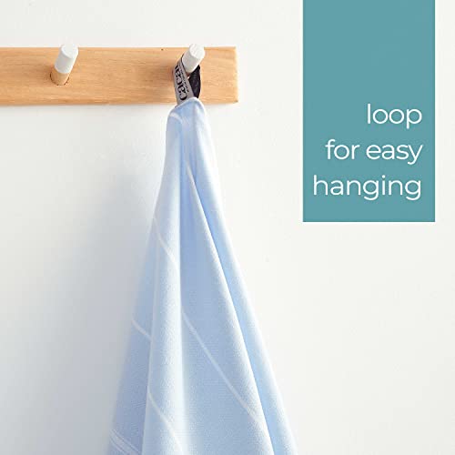 Cacala 100% Turkish Cotton Kitchen Tea Towels, Highly Absorbent Luxury Soft Quick Drying Dish Towel with Hanging Loop for Gym, Yoga, Bath, Sports, Cleaning and Kitchen (23 x 36), Baby Blue - color: Baby Blue
