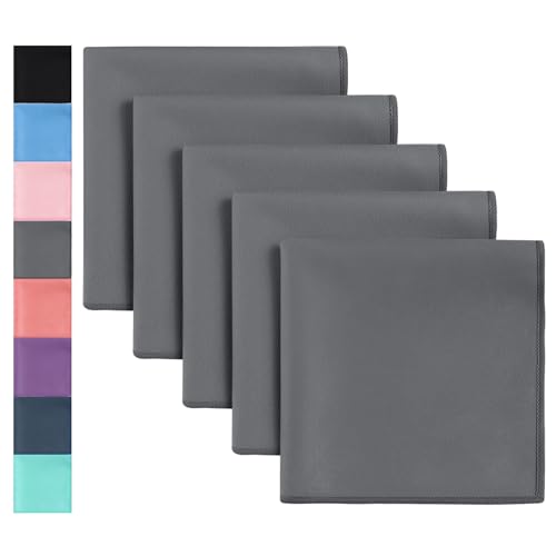 GREATEE Sweat Absorbing Handkerchiefs for Men & Women Microfiber Handkerchiefs Quick-Dry Small Sweat Rags for Sports Work - color: Gray-5pcs