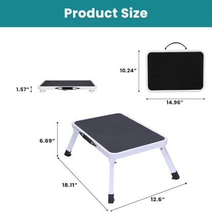OLIXIS Foldable Step Stool, 330lbs Capacity Sturdy Metal Foldable Stool - size: 1 Pack