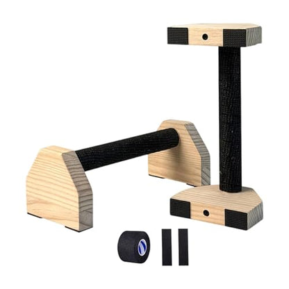 2 Pieces Push Up Bar Wooden Ergonomic Non Slip Handles Sturdy Stand Parallette Equipment Suitable for Adults Men Women Indoor