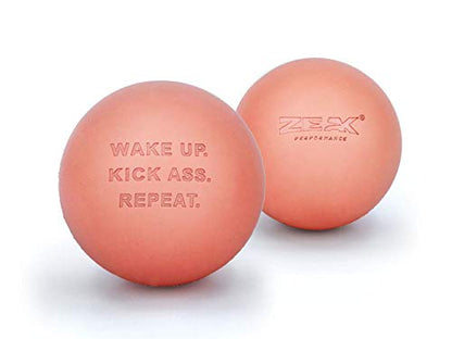2 ZEAK Lacrosse Massage Balls for Myofascial Release, Trigger Point Therapy, Muscle Pain and Tension, Yoga, Aid Therapeutic Recovery, Fascia Release, Deep Tissue-Solid Rubber Ball Construction (Blush)