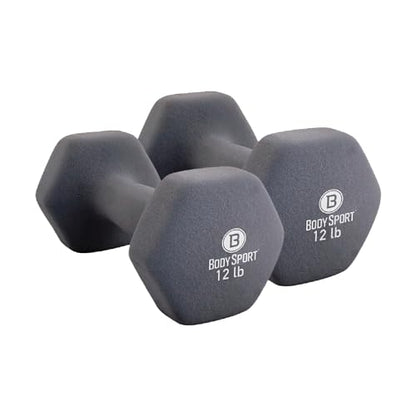 Body Sport Neoprene Dumbbell Weight - Latex-Free, Strength Training Equipment for Home Fitness & Gym Workouts - color: 12 Pound