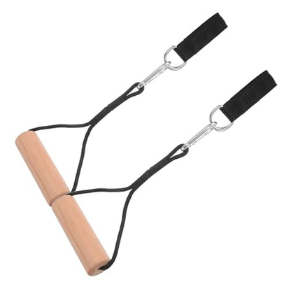 VOSAREA Gymnastic Rings Pull-up Exercising Rings with Beechwood Handles Non-Slip Straps 1 Pair Strength Training Equipment for Outdoor Fitness Workout and Climbing Training