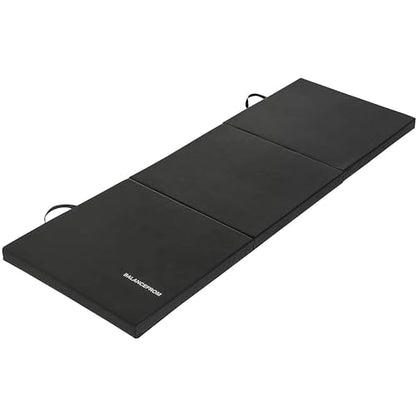 BalanceFrom 2-Pack 6x2 Feet 3-Panel Folding Gymnastics Mat, Black – 2-Inch Thick Pad with Vinyl Surface and Carrying Handles for Tumbling, Yoga, Pilates, Home Workouts, and Martial Arts