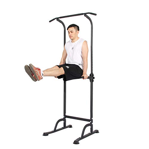soges Power Tower Pull Up Bar Station, Free Standing Pull Up Rack Dip Station for Home Gym, Height Adjustable Home Strength Training Fitness Workout Equipment
