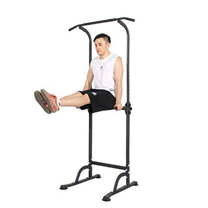 soges Power Tower Pull Up Bar Station, Free Standing Pull Up Rack Dip Station for Home Gym, Height Adjustable Home Strength Training Fitness Workout Equipment