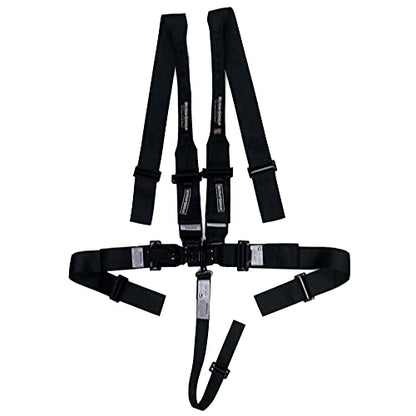 Harness - 5pt Black HANS Shoulder Pull-Down | Sprint Car - 5 Point Safety Harness - Latch and Link - SFI 16.1 Rated - Pull Down Adjust - Bolt-In/Wrap Around - Individual Racing Harness - Kit