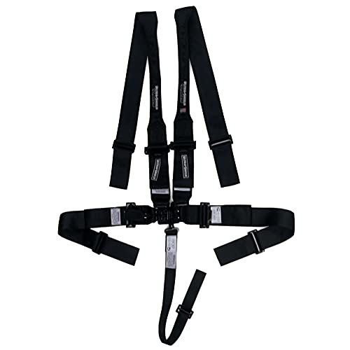 Harness - 5pt Black HANS Shoulder Pull-Down | Sprint Car - 5 Point Safety Harness - Latch and Link - SFI 16.1 Rated - Pull Down Adjust - Bolt-In/Wrap Around - Individual Racing Harness - Kit