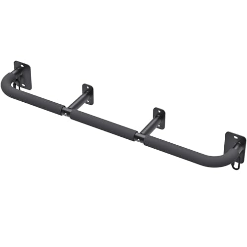 SELEWARE Heavy Duty Wall Mount Pull Up Bar, Joist Mount Chin Up Bar for Doorway, Sturdy Steel Construction, w/Resistance Band Hooks, Fits 32"/36" Wall Studs for Home Gym Strength Training