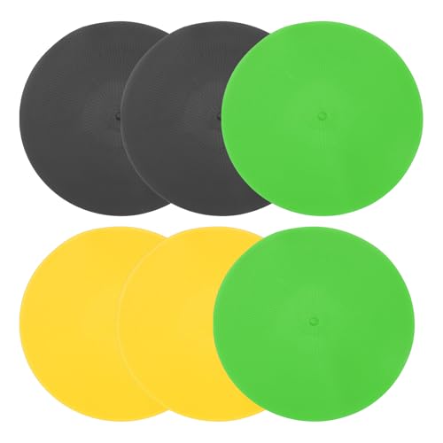 PATIKIL Spot Markers 9 Inch, 6 Pcs Non-Slip Floor Dots Agility Markers Flat Field Cones Poly Dots for Gym PE Speed Training Dance Soccer Basketball Sports, Yellow/Green/Black