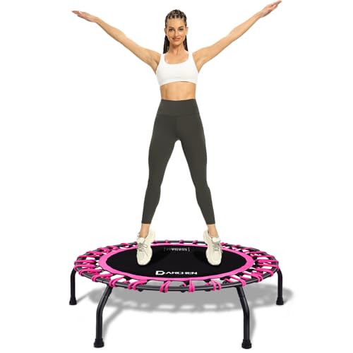 350lbs Rebounder Mini Trampoline for Adult, Indoor Small Trampoline for Exercise Workout Fitness, Upgrade Design Bungee Trampoline for Safer Quieter Bounce [40 Inches]
