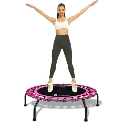 350lbs Rebounder Mini Trampoline for Adult, Indoor Small Trampoline for Exercise Workout Fitness, Upgrade Design Bungee Trampoline for Safer Quieter Bounce [40 Inches]