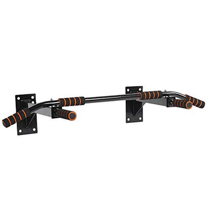 Professional Wall Mount Pull Up Bar Heavy Duty Chin Up Bar Strength Training Equipment for Home Gym Black Steel Construction with 6 Comfort Foam Grips