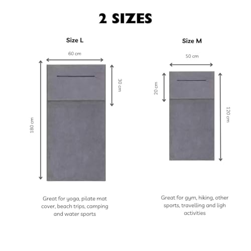 Angelica & Co Microfiber Fast Drying Gym Towel with Phone Pocket, Zipper, Fitness, Pilates, Yoga Mat Cover, Bench Cover, Camping - Purple L - color: Purple