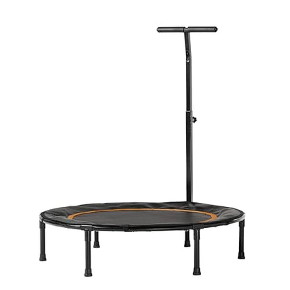 JumpKing Fitness Trampoline with Adjustable T-Shaped Handle Bar, Foldable Mini Rebounder for Indoor Workouts, Silent Steel Springs, Durable & Stable Design, Home Gym Equipment for Training, 40"– Black