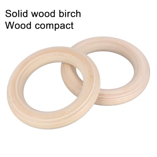 2-Pack Wooden Gymnastics Rings For Adult Fitness, Solid Birch Wood Pull-Up Rings Compatible With Home Gyms, Non-Slip Grip, 19 Mm Inner Size(25mm 19cm)