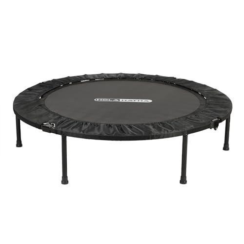 Foldable Mini Trampoline Fitness Rebounder for Home Gym Workouts – with 5-Level Adjustable Handle, Heavy-Duty Steel Frame, Portable Design, and Supports up to 440 Pounds