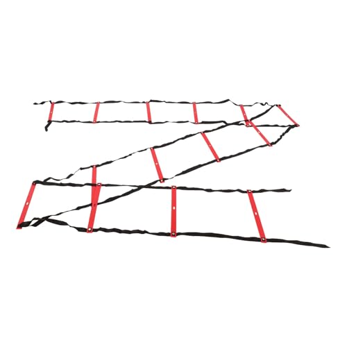 7M 14 Rung Fixed Agility Ladder for Speed Training, Soccer, Football and Fitness, Made of Durable PP Material, Lightweight and Easy to Install, Includes Training Angle for Com (Red)