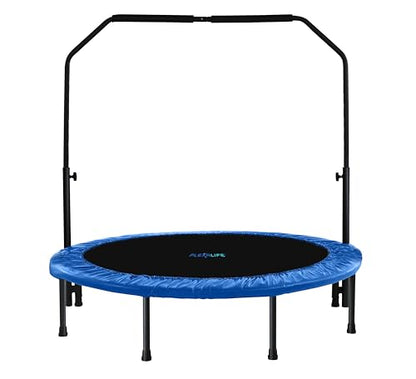 Machrus Upper Bounce Mini Rebounder Trampoline for Adults and Kids, Exercise, Indoor Fitness, Foldable Round Jumping Exerciser, Supports up to 220 lbs, 48 Inch, Blue