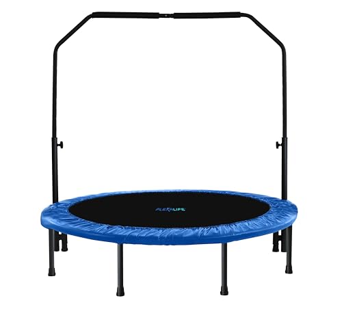 Machrus Upper Bounce Mini Rebounder Trampoline for Adults and Kids, Exercise, Indoor Fitness, Foldable Round Jumping Exerciser, Supports up to 220 lbs, 48 Inch, Blue
