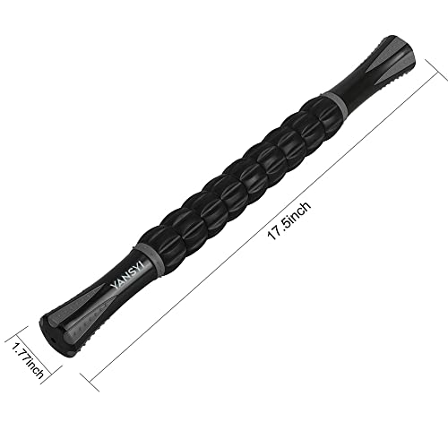 YANSYI Professional 9-Roller Deep Tissue Massage Stick - Portable Muscle Recovery Roller for Athletes, Relieves Post-Workout Soreness & Leg/Back Pain - Portable Physio Tool (Gray)