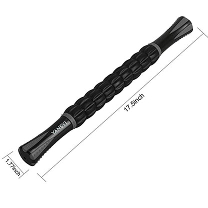 YANSYI Professional 9-Roller Deep Tissue Massage Stick - Portable Muscle Recovery Roller for Athletes, Relieves Post-Workout Soreness & Leg/Back Pain - Portable Physio Tool (Gray)