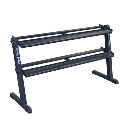 Body-Solid (GDR60B) 2-Tier Dumbbell Rack Stand Only, Heavy-Duty Dumbell Weight Storage Racks for Hand Weights, Home Gym Organizer Can Hold 5-50 lbs. Dumbbells