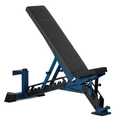Titan Fitness TITAN Series Adjustable Bench, Supports 600 LB Incline, 1,000 LB Flat, Versatile Single Post Utility Workout Bench for Home Gym, Weightlifting, Strength Training - color: Navy