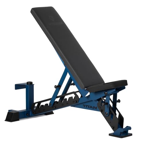 Titan Fitness TITAN Series Adjustable Bench, Supports 600 LB Incline, 1,000 LB Flat, Versatile Single Post Utility Workout Bench for Home Gym, Weightlifting, Strength Training - color: Navy