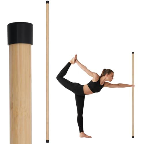 Yoga Stick, 5ft Exercise Stick for Mobility, Stretching Stick with Non-Slip Ends, Exercise Dowel for Pilates, Balance Pole and Stretch Bar for Stretching Equipment - size: 1 PCS 58 inches Natural Bamboo