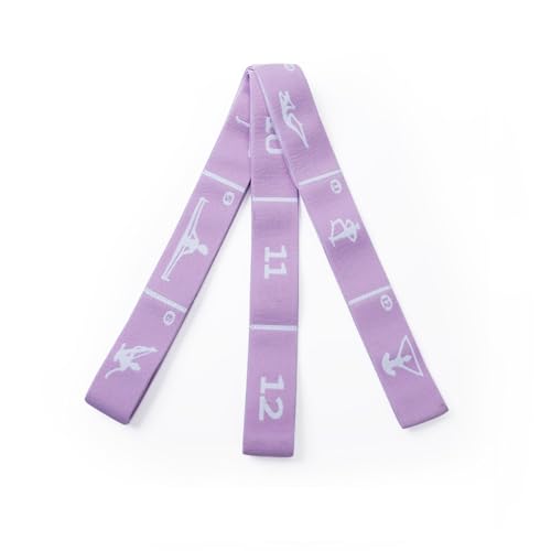 12 Loop Resistance Stretch Band, Numbered Flexibility Strap for Exercise, Physical Therapy, Yoga, Pilates, Dance, Gymnastics and Rehab Training, Adjustable Stretching for Splits, Ballet,Home Workouts - color: Purple