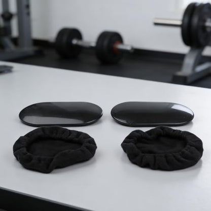 Set Of Two Pilates Slider Plates For Core And Muscle Toning With Dual Material Base Suitable For Carpet And Hardwood Floors(Black) - size: Black