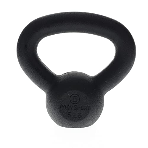 Body Sport Cast Iron Kettlebell - Professional Weight Training Equipment for Home & Gym Workouts - size: 5 Pounds