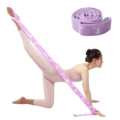 12 Loop Resistance Stretch Band, Numbered Flexibility Strap for Exercise, Physical Therapy, Yoga, Pilates, Dance, Gymnastics and Rehab Training, Adjustable Stretching for Splits, Ballet,Home Workouts - color: Purple