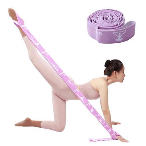 12 Loop Resistance Stretch Band, Numbered Flexibility Strap for Exercise, Physical Therapy, Yoga, Pilates, Dance, Gymnastics and Rehab Training, Adjustable Stretching for Splits, Ballet,Home Workouts - color: Purple
