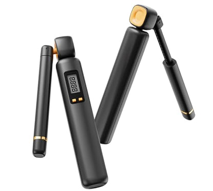 Cordless Jump Rope with Counter - Adjustable Length Ropeless Weighted Jump Rope with LCD Display, Count, Miles, Calories, Km Record