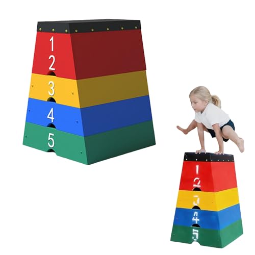 Kids Jumping Boxes for Training, 4 in 1 Stackable Soft Plyo Box, Plyometric Jump Box, Kids Exercise Jumping Trainer for Primary School, Kindergarten, Training Room, PE Class
