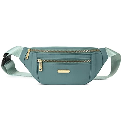 Crossbody Fanny Pack for Men&Women,Large Waist Bag & Hip Bum Bag with Adjustable Strap for Outdoors Workout Traveling Casual Running Hiking Cycling - color: Gold Zipper